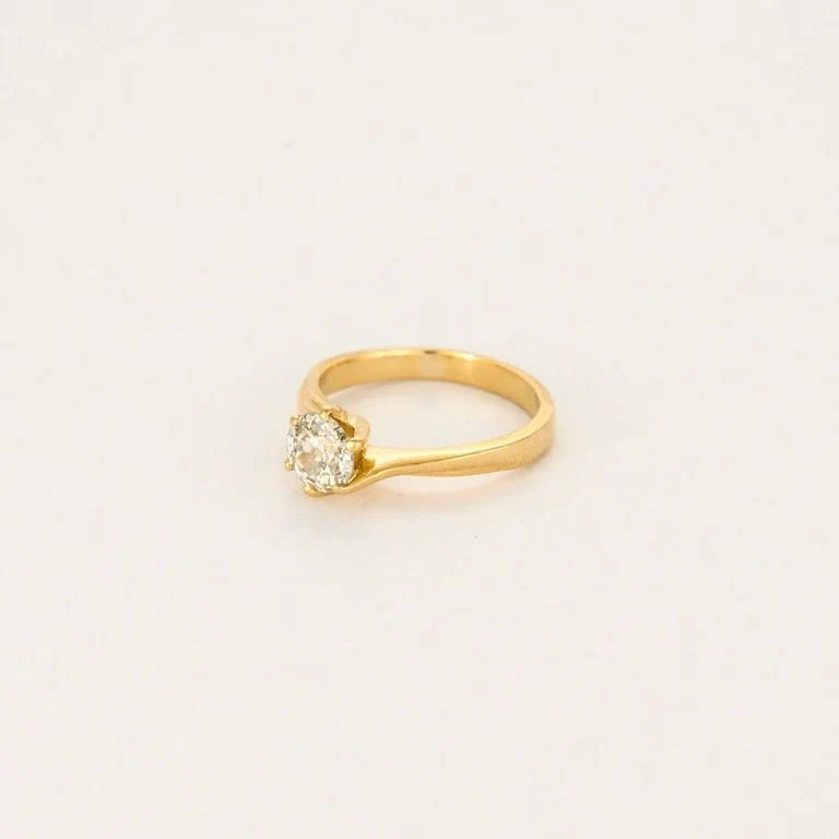 Solitaire in yellow gold and diamond - Image 3