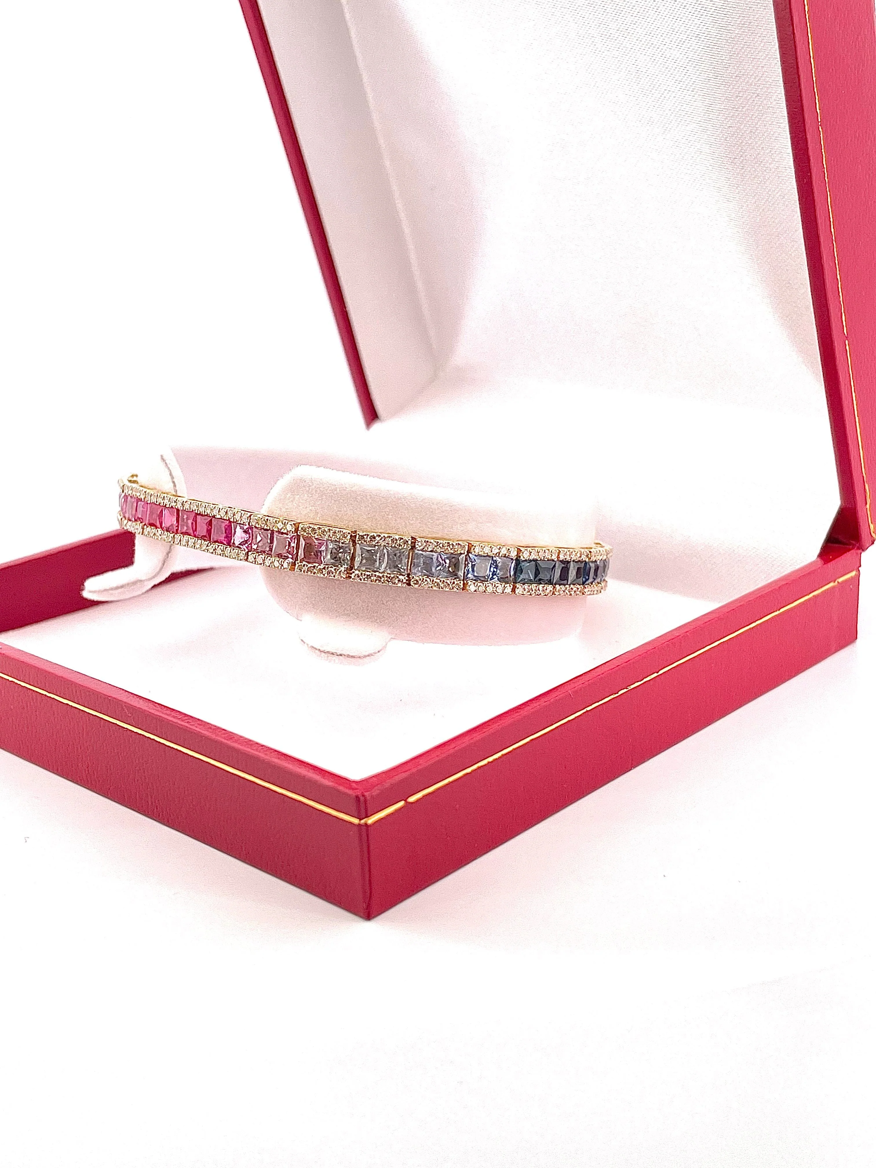 Yellow gold rainbow bracelet with sapphires and diamonds - Image 10