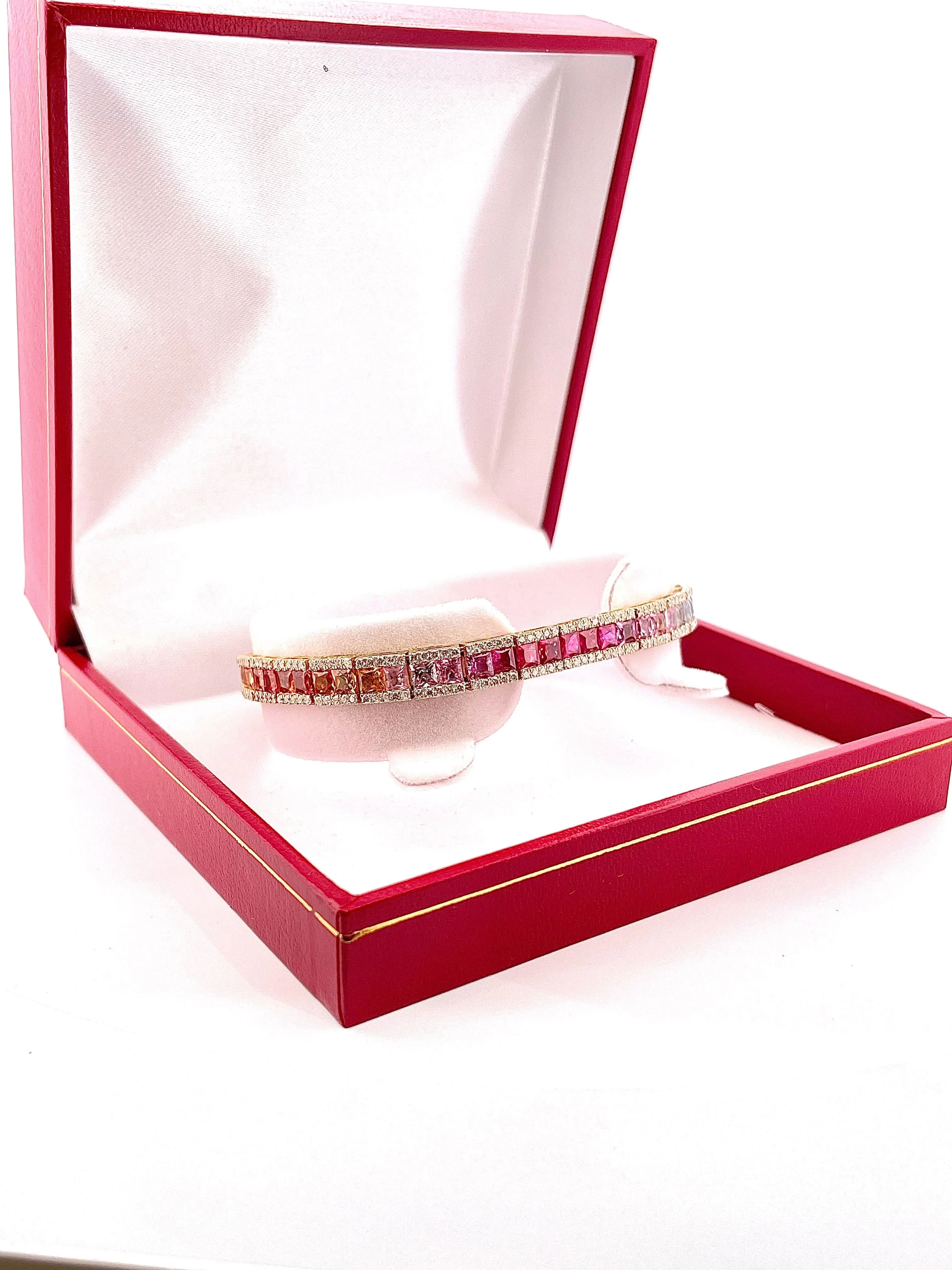 Yellow gold rainbow bracelet with sapphires and diamonds - Image 11