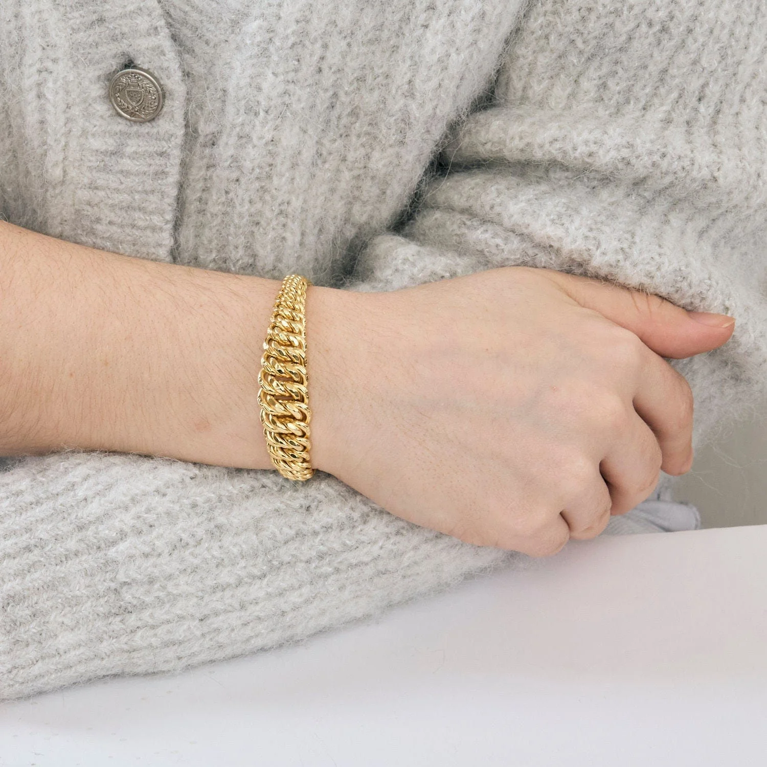 Yellow gold American mesh bracelet - Image 3