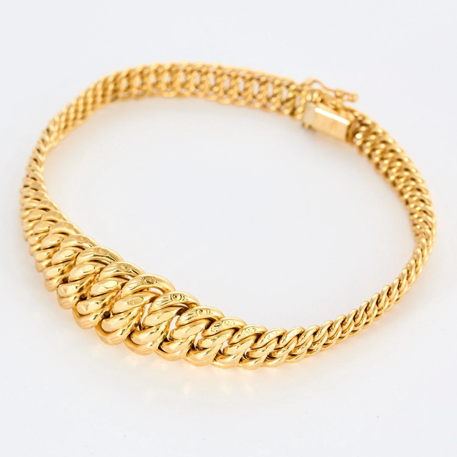 Yellow gold American mesh bracelet - Image 7