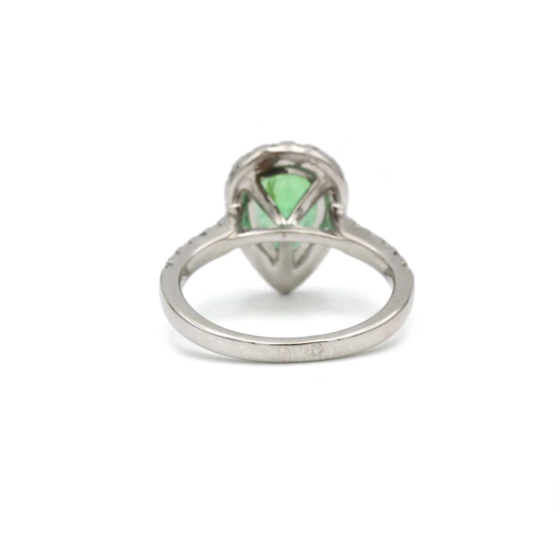 White Gold Emerald Diamond Ring - Image 2