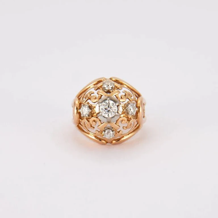 Dome ring, diamonds, yellow gold - Image 3