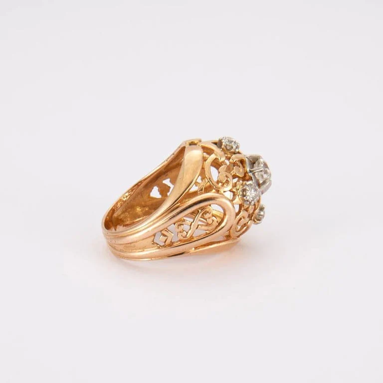 Dome ring, diamonds, yellow gold - Image 5
