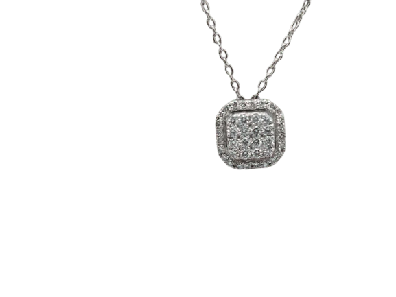 White gold and diamond pendant necklace
