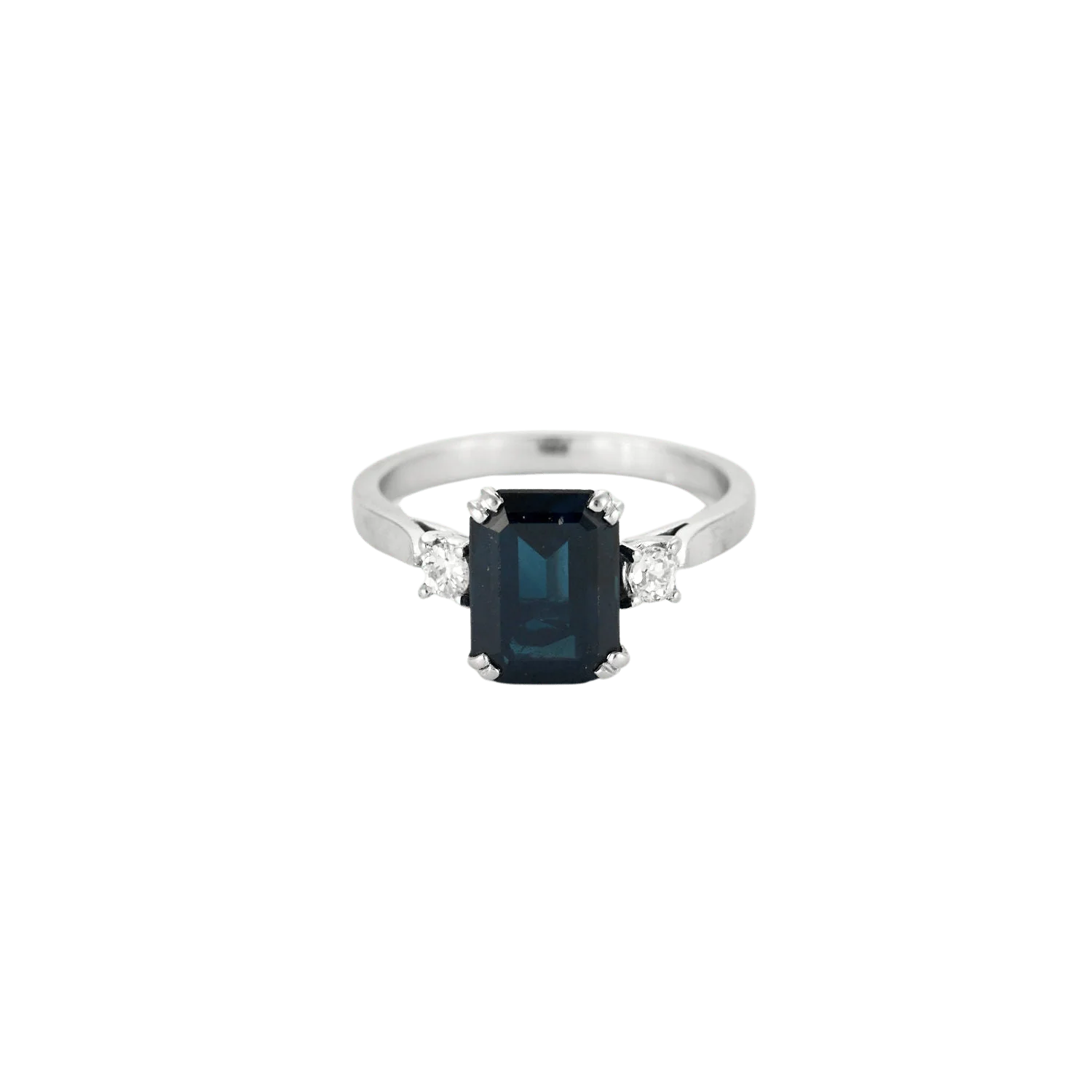 White gold sapphire and diamond ring