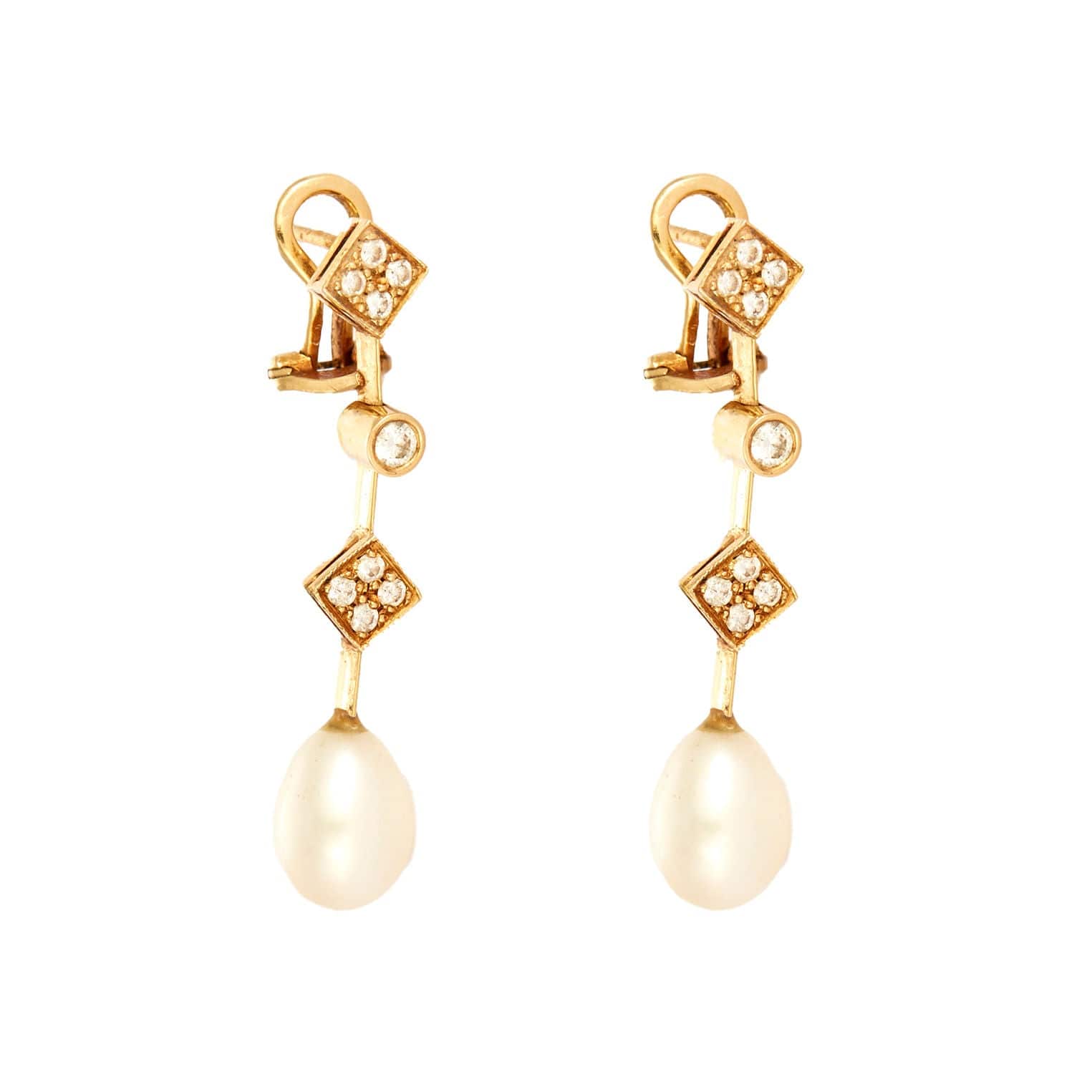 Diamond pearl earrings - Image 2