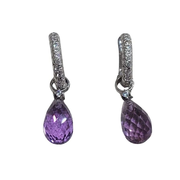 Detachable earrings in 18k white gold and amethysts 
