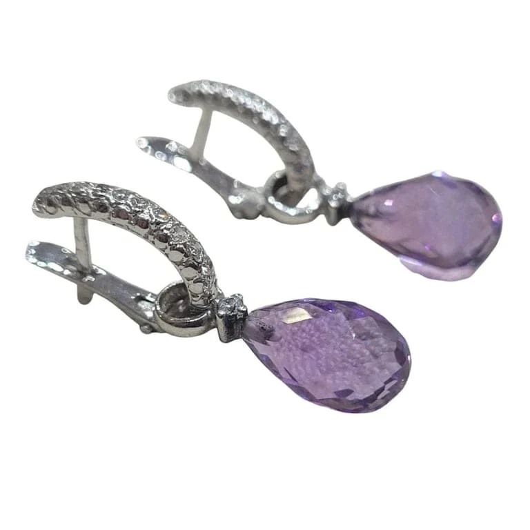 Detachable earrings in 18k white gold and amethysts  - Image 6
