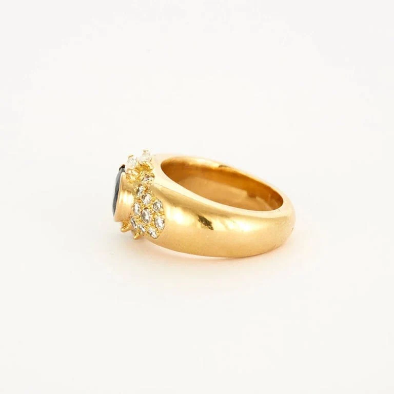 Yellow gold, sapphire, diamond ring - Image 4