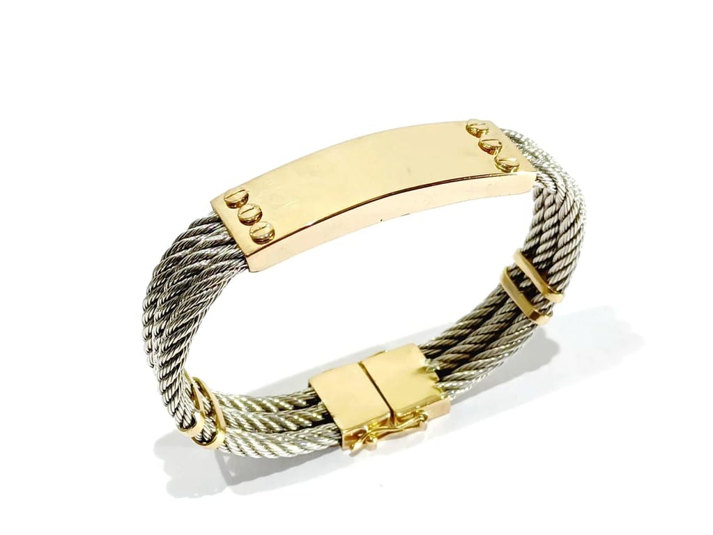 Yellow gold bracelet and silver - Image 5