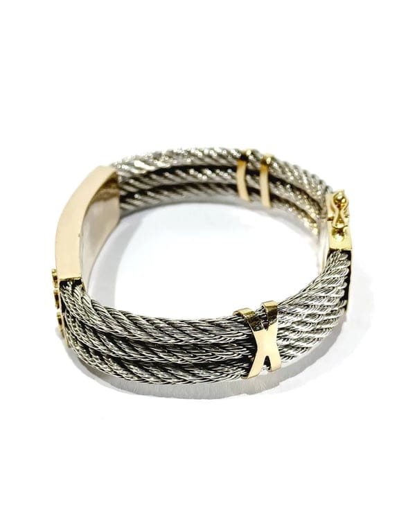 Yellow gold bracelet and silver - Image 8