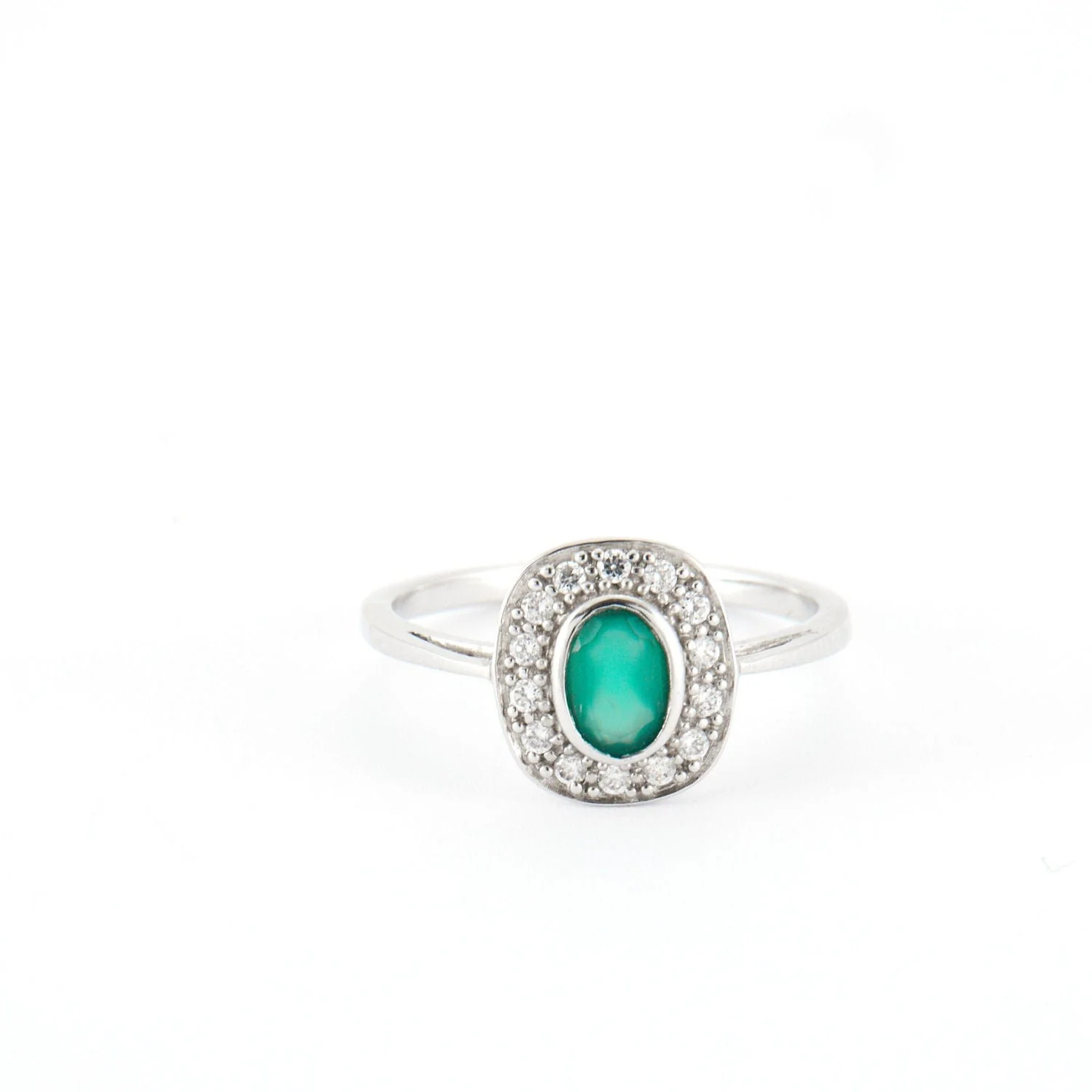 Ring in silver & Green Agate