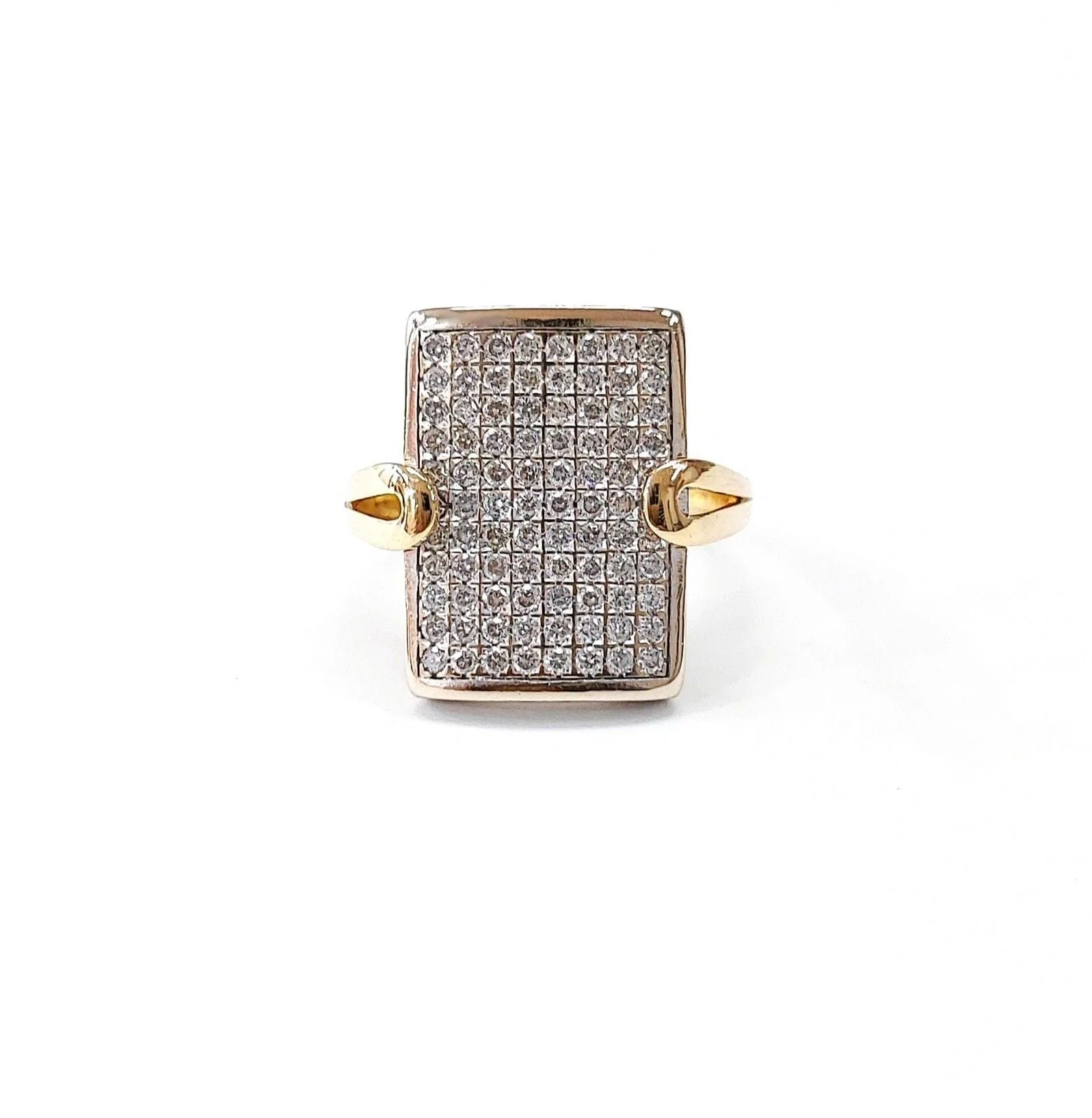 Two-tone gold and diamond rectangular ring