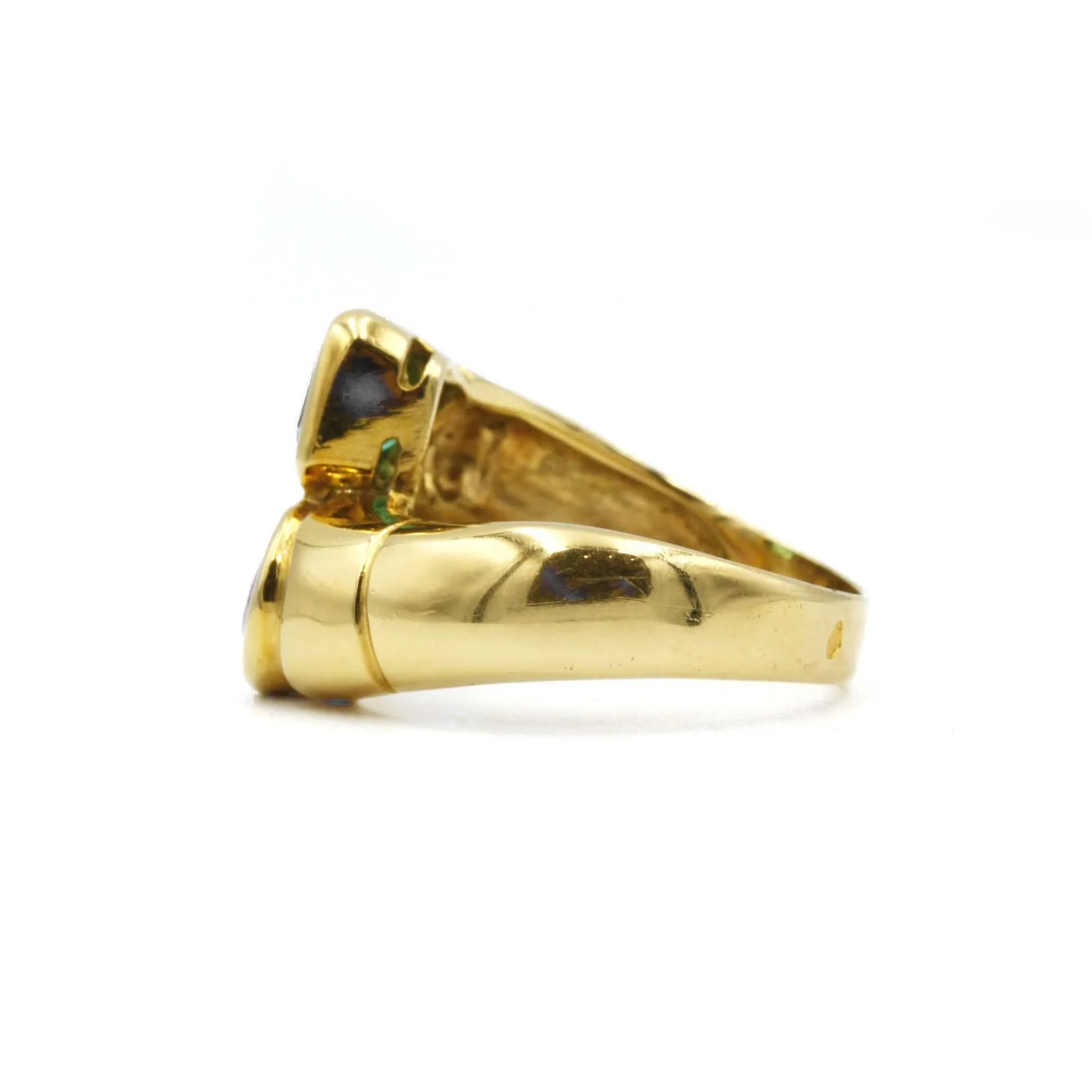 Yellow gold emerald and sapphire ring - Image 2