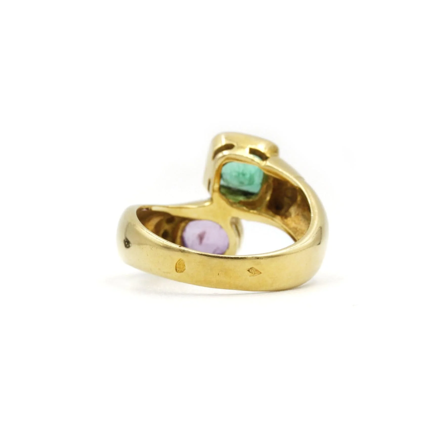 Yellow gold emerald and sapphire ring - Image 3