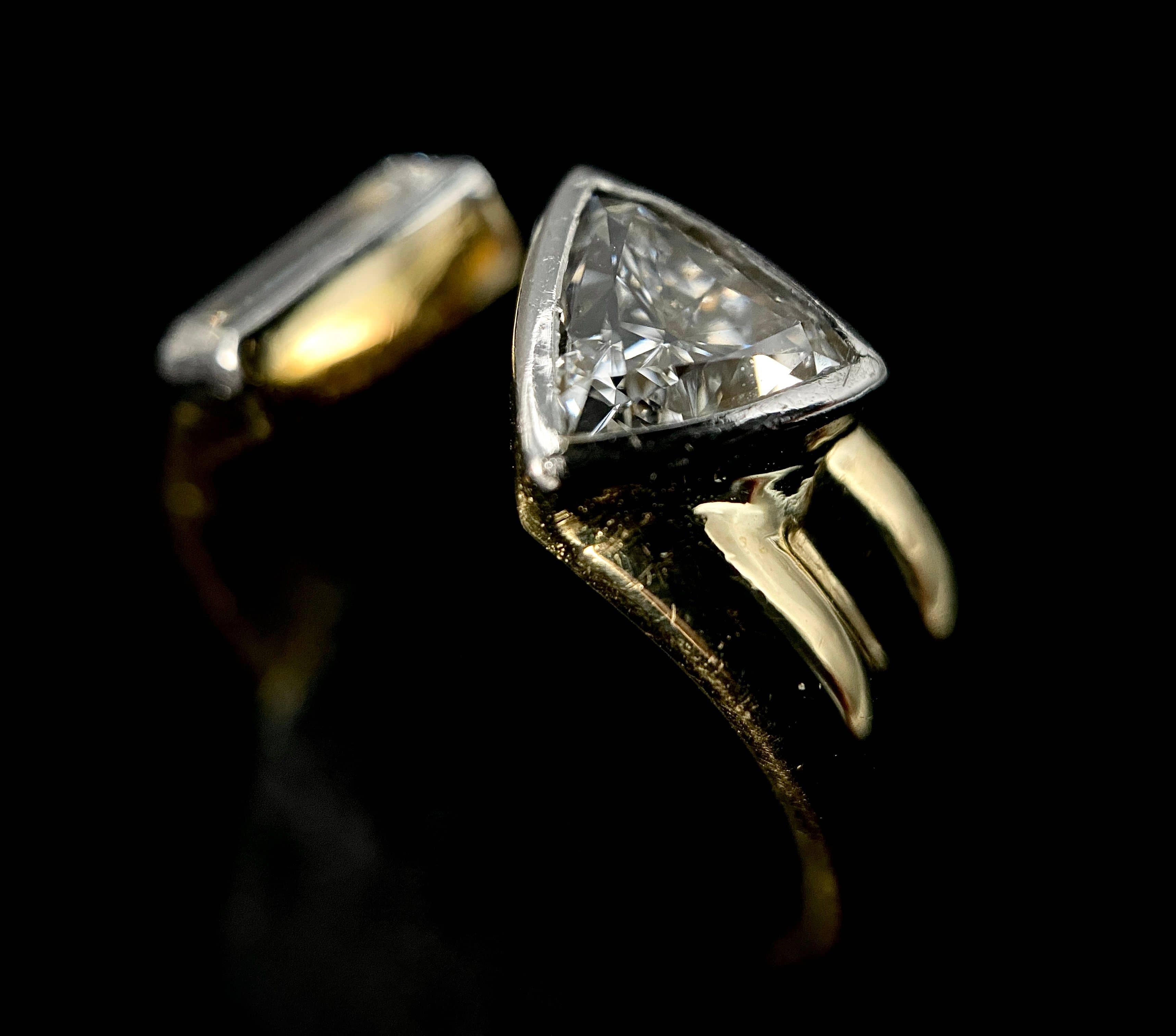 Modern two-gold triangle diamond ring VS - Image 4