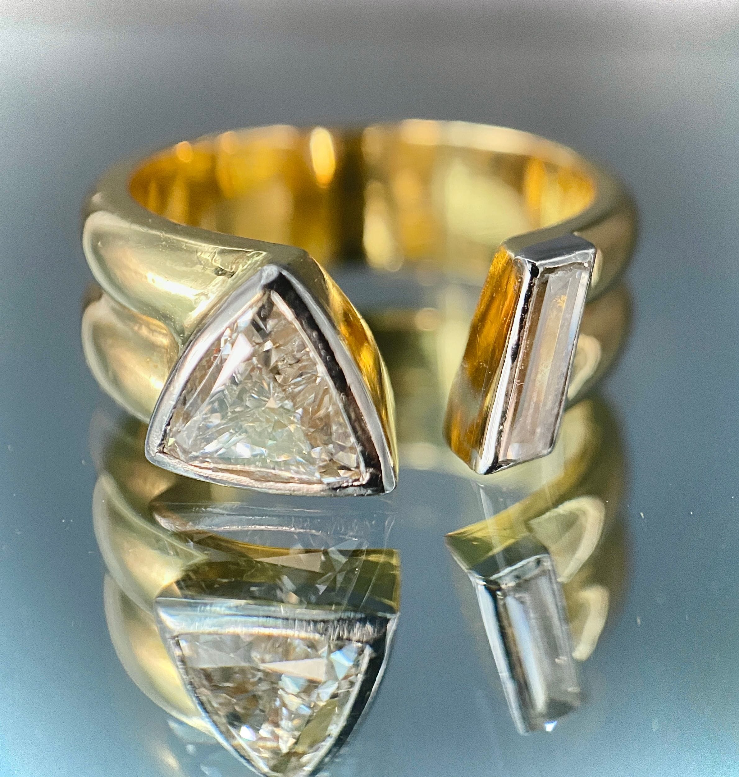 Modern two-gold triangle diamond ring VS - Image 6