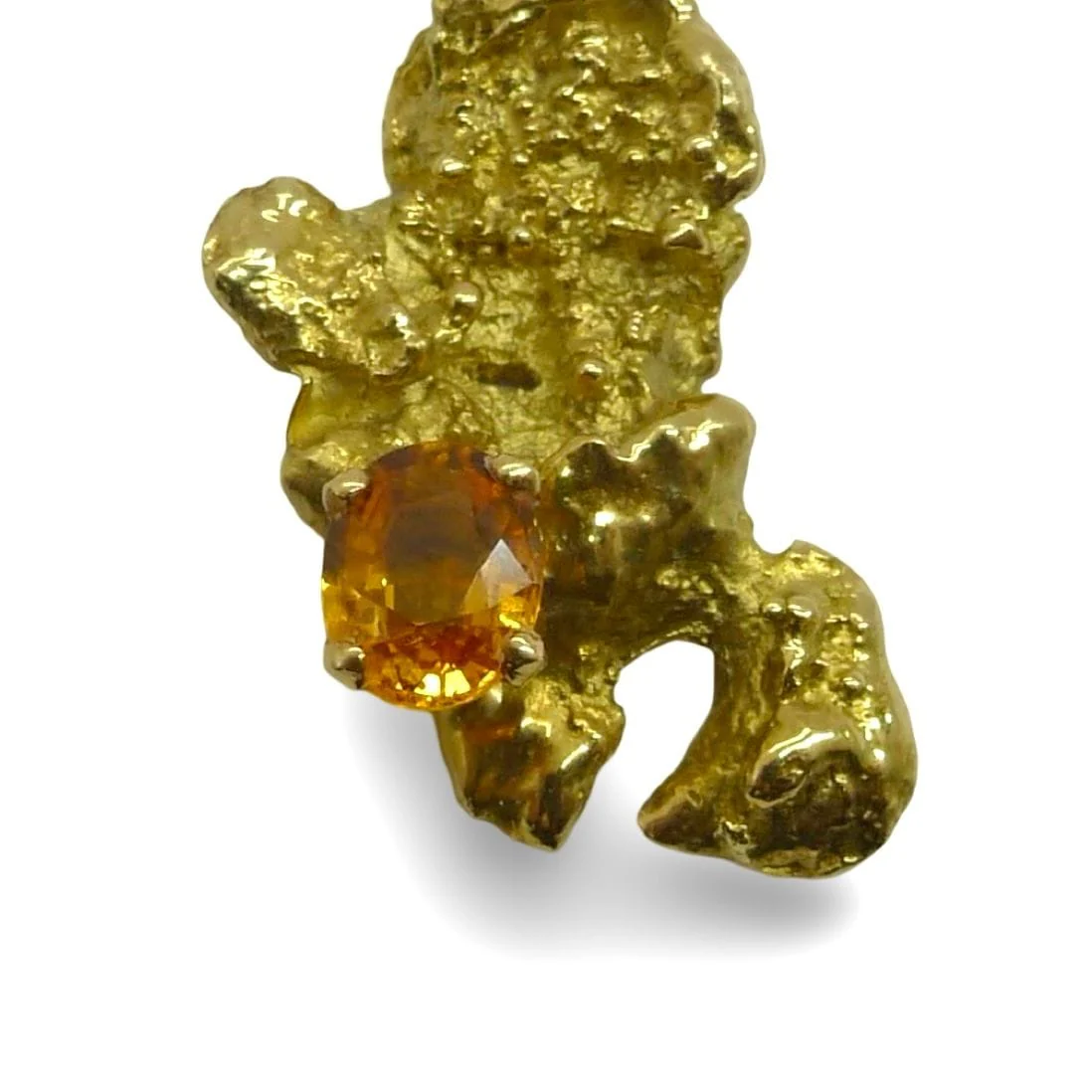 Yellow gold and mandarin garnet pendant - Image 3