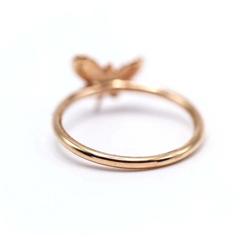 Rose gold butterfly ring with diamonds  - Image 4