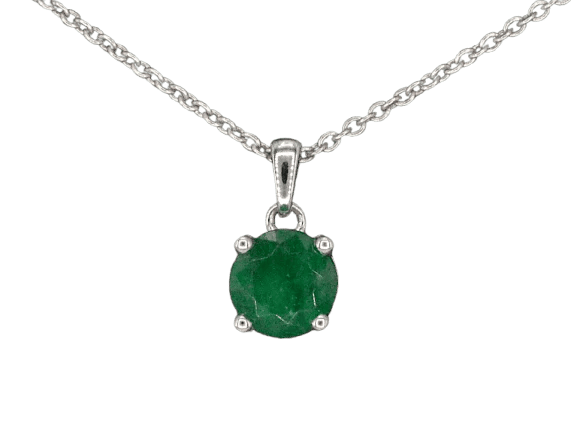 White gold pendant with emerald