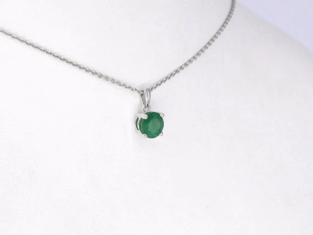 White gold pendant with emerald - Image 10