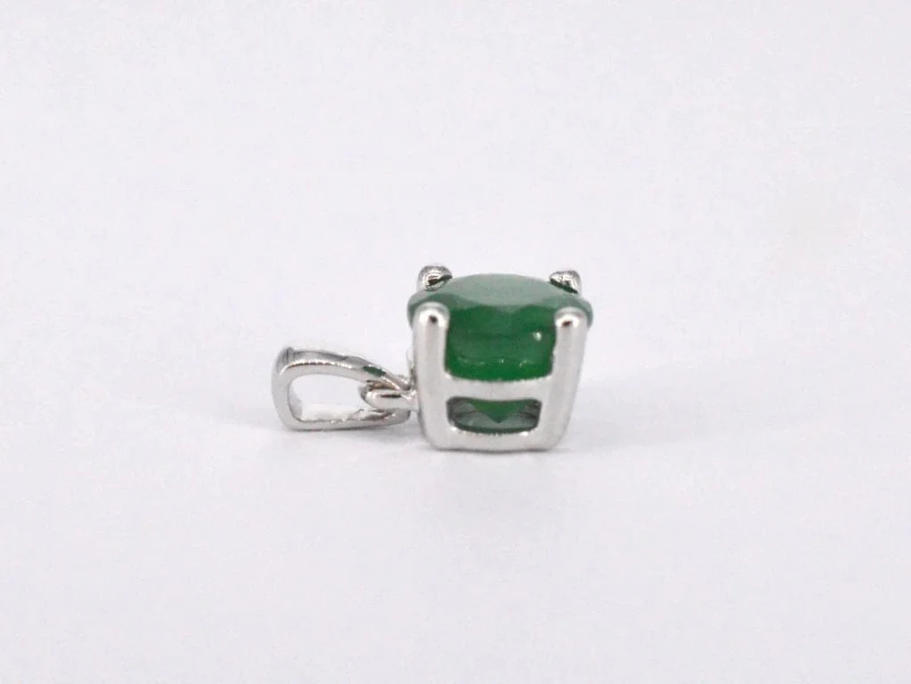 White gold pendant with emerald - Image 8