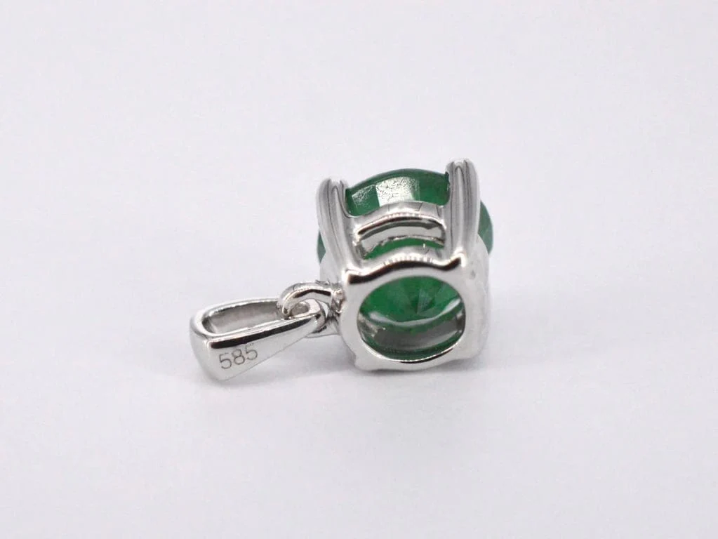 White gold pendant with emerald - Image 9
