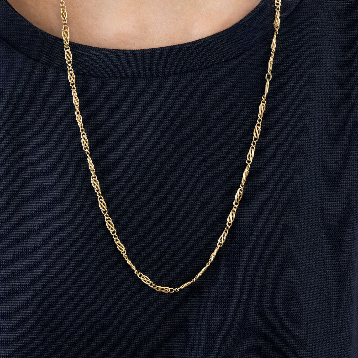 Yellow gold alternating mesh necklace - Image 5
