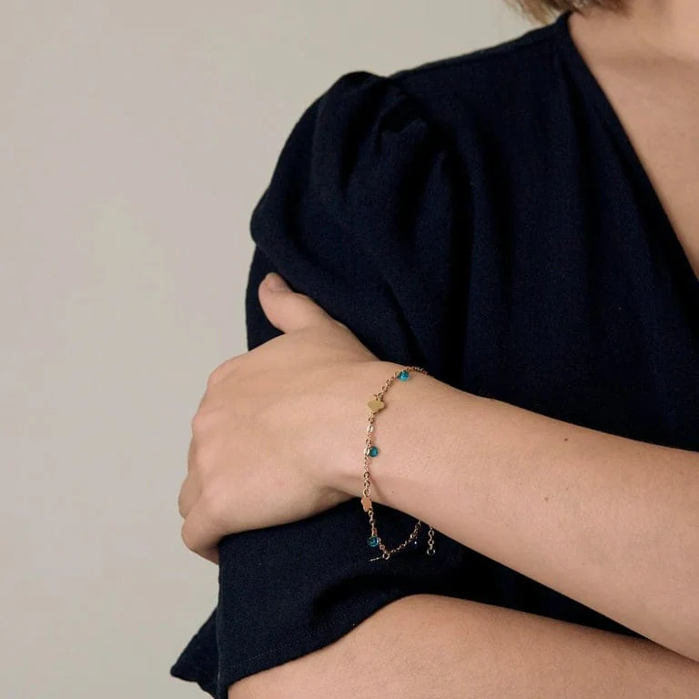 Yellow gold anklet with topazes  - Image 2