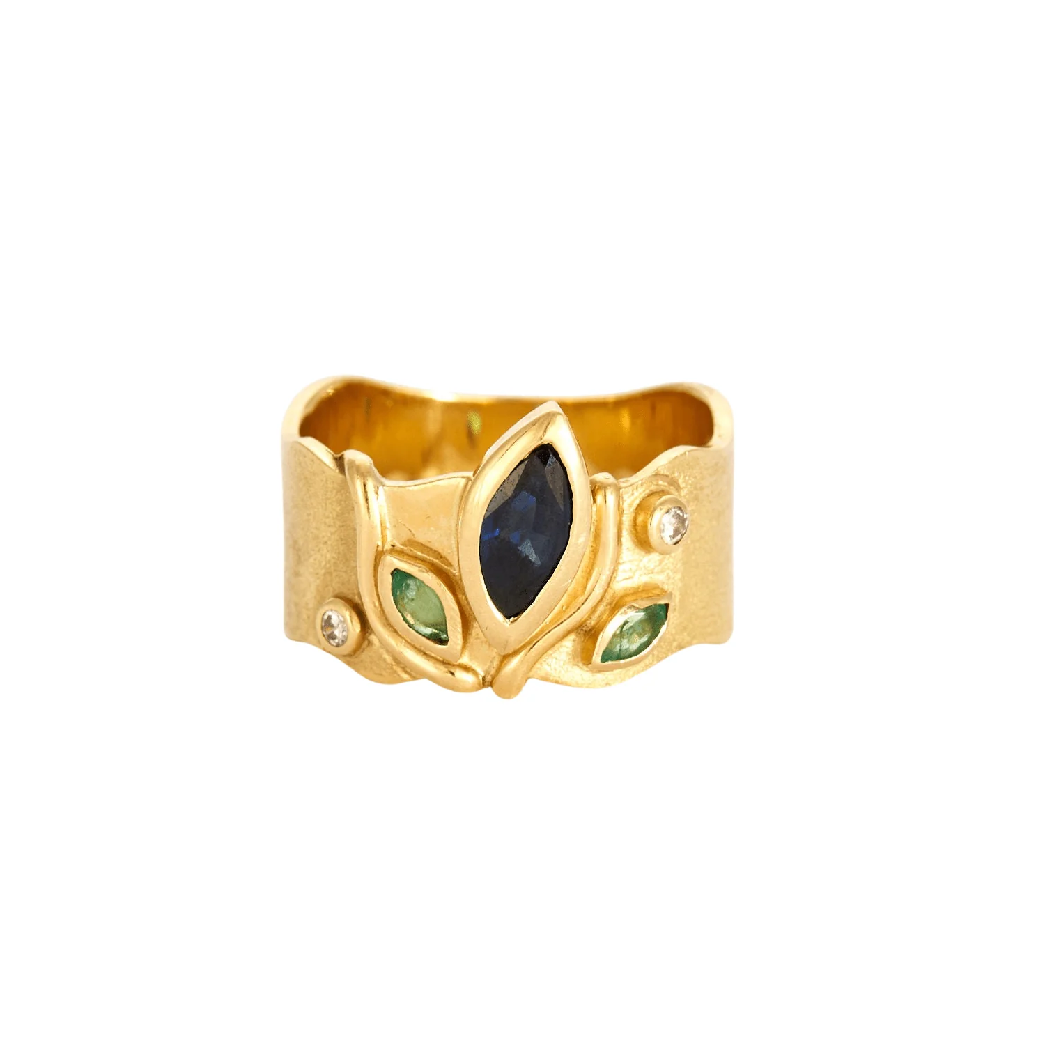 Sapphire Emerald Diamond Ring