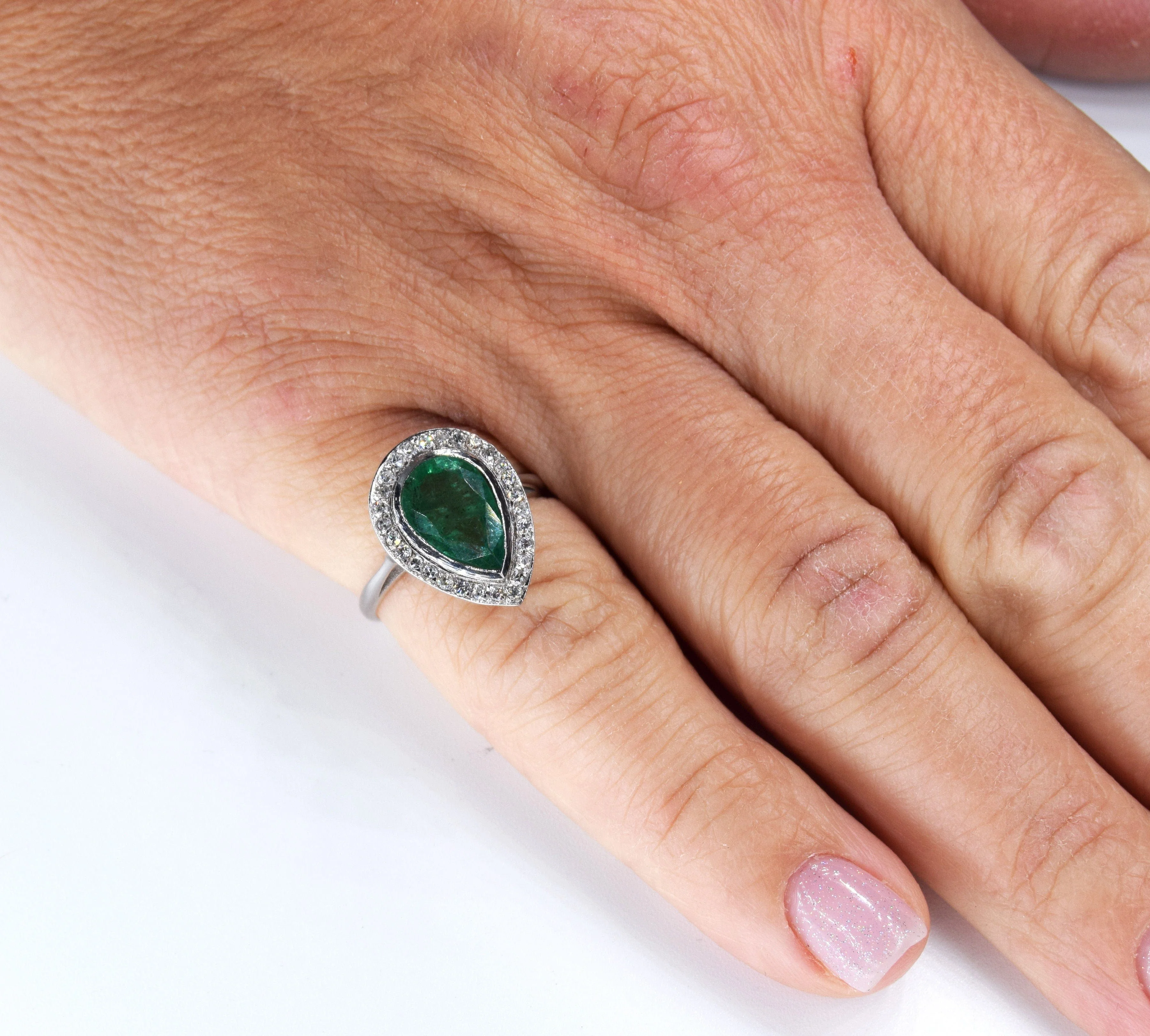 Ring Art Deco emerald diamonds - Image 2