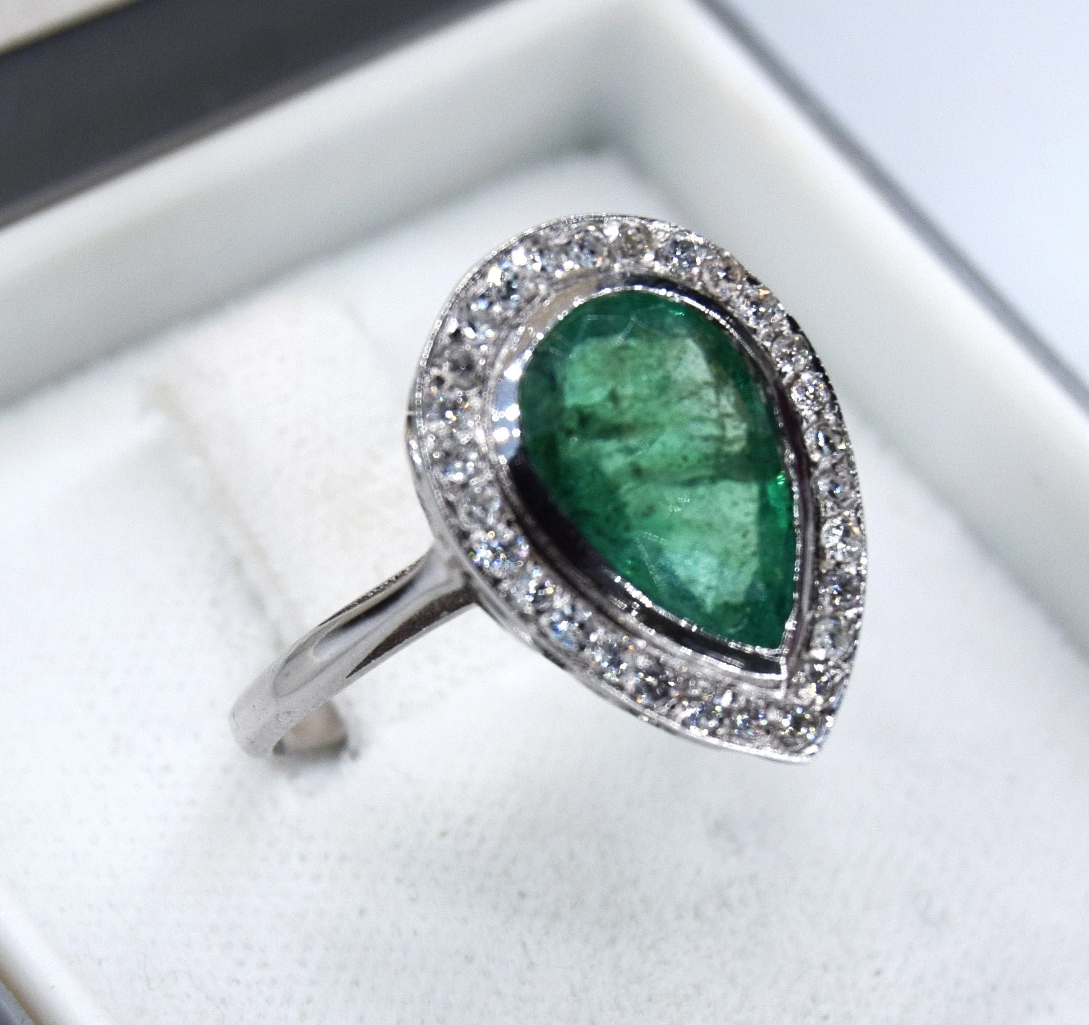 Ring Art Deco emerald diamonds - Image 7