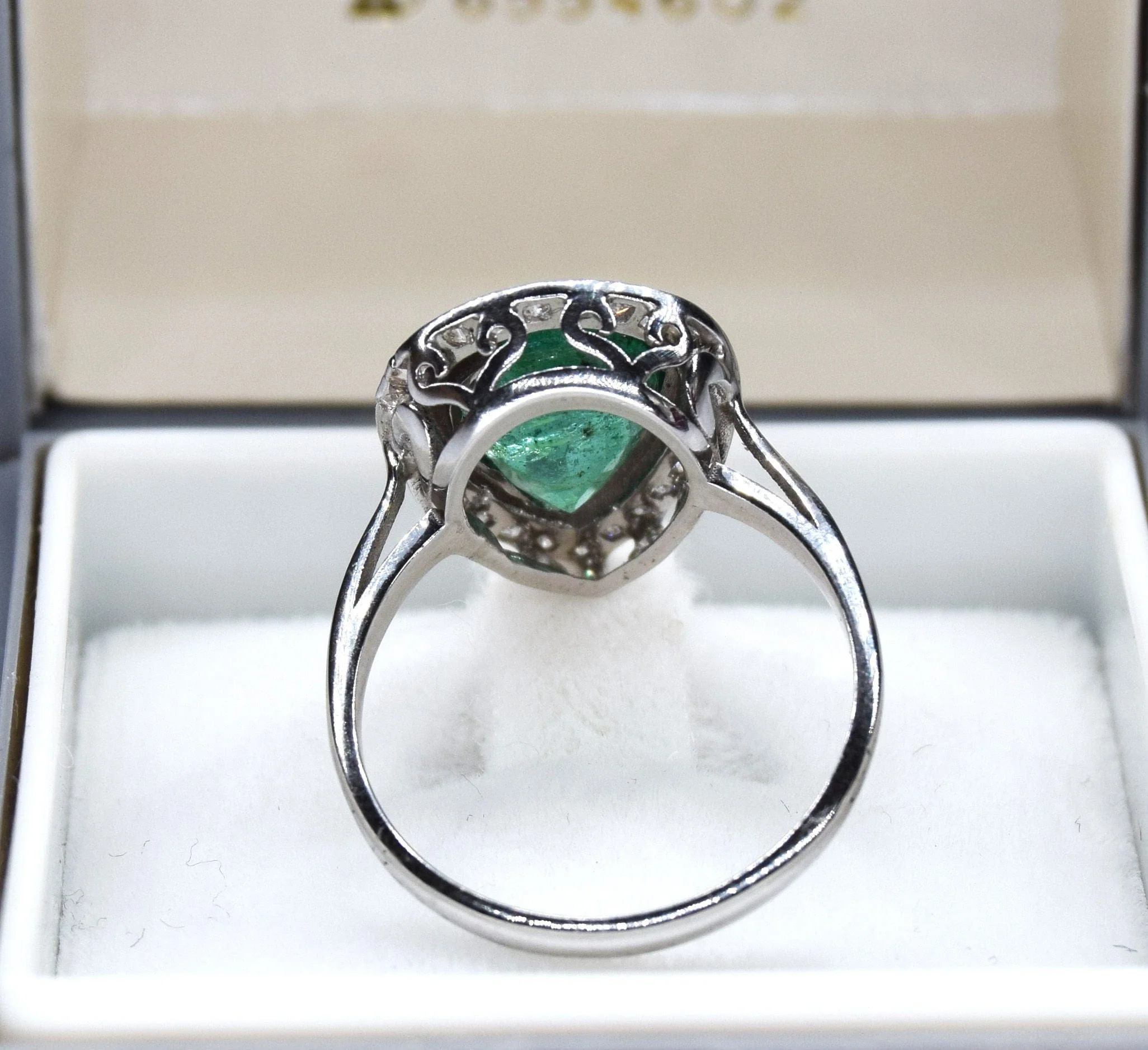 Ring Art Deco emerald diamonds - Image 8