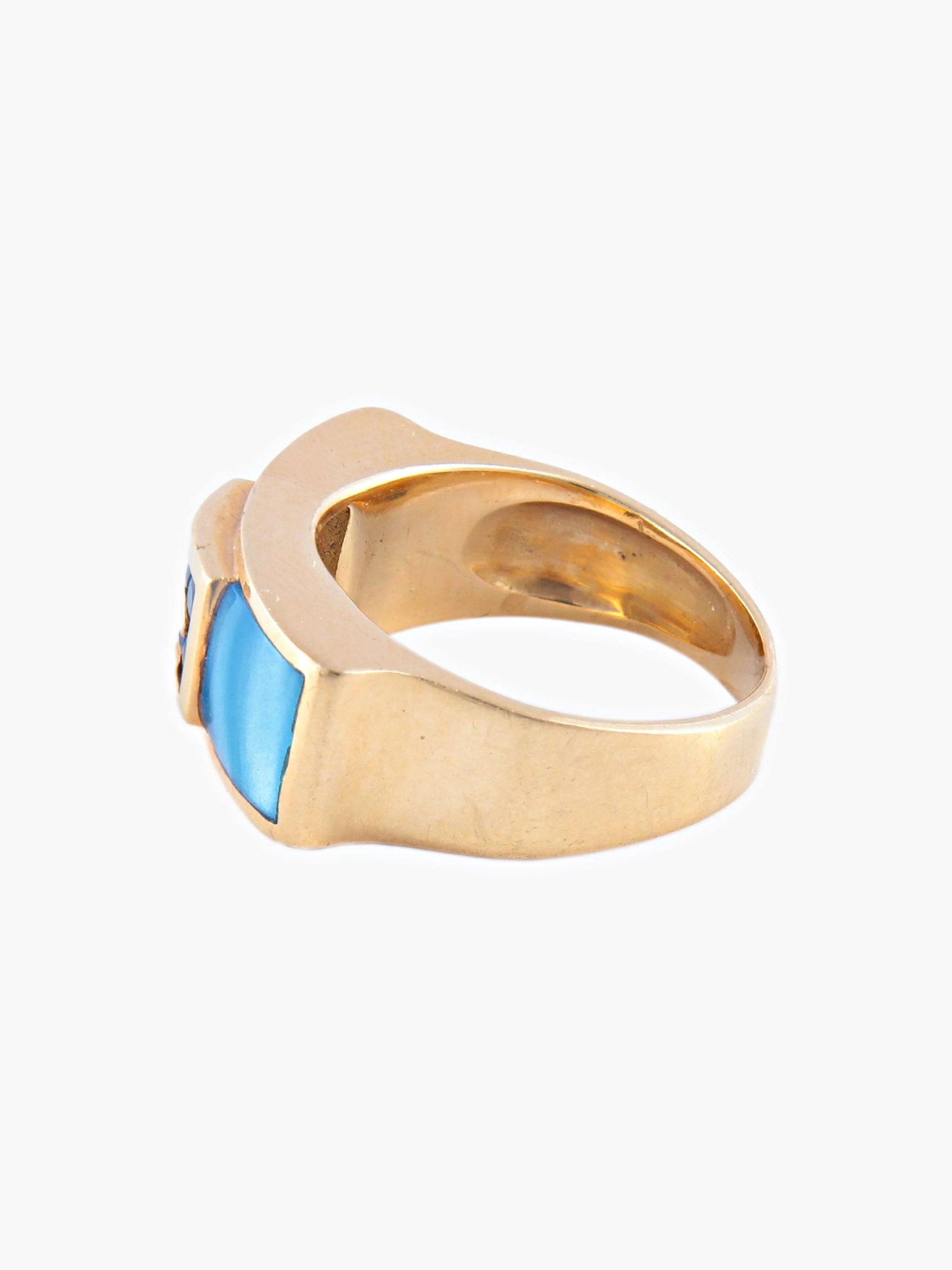 Yellow Gold Enamel Sapphire Ring - Image 6