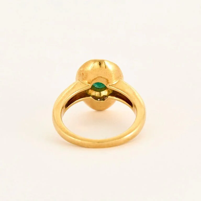 Yellow gold emerald diamond ring - Image 6