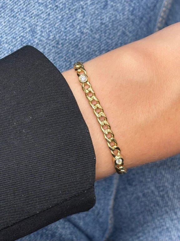 Yellow gold bracelet and 0.40 ct diamonds  - Image 2