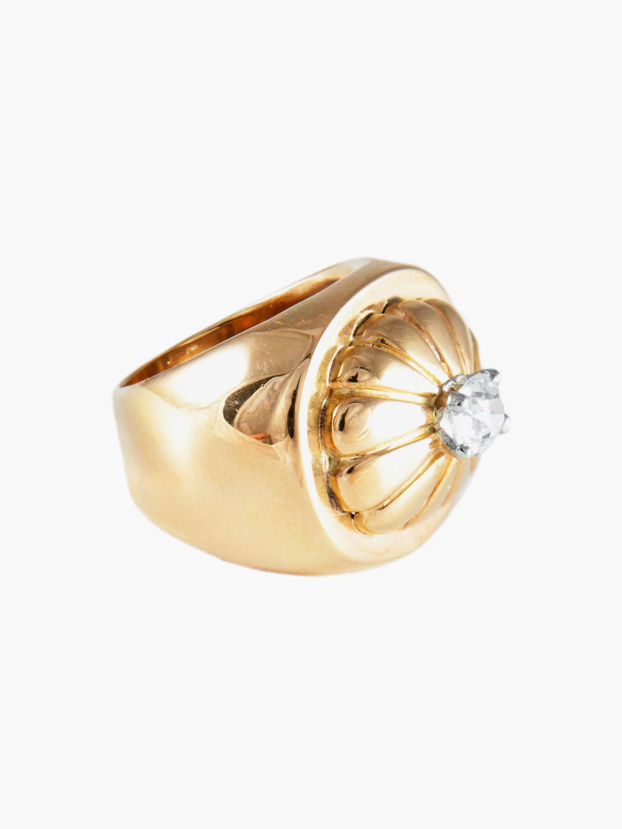Yellow Gold Cushion Cut Diamond Bangle Ring - Image 4
