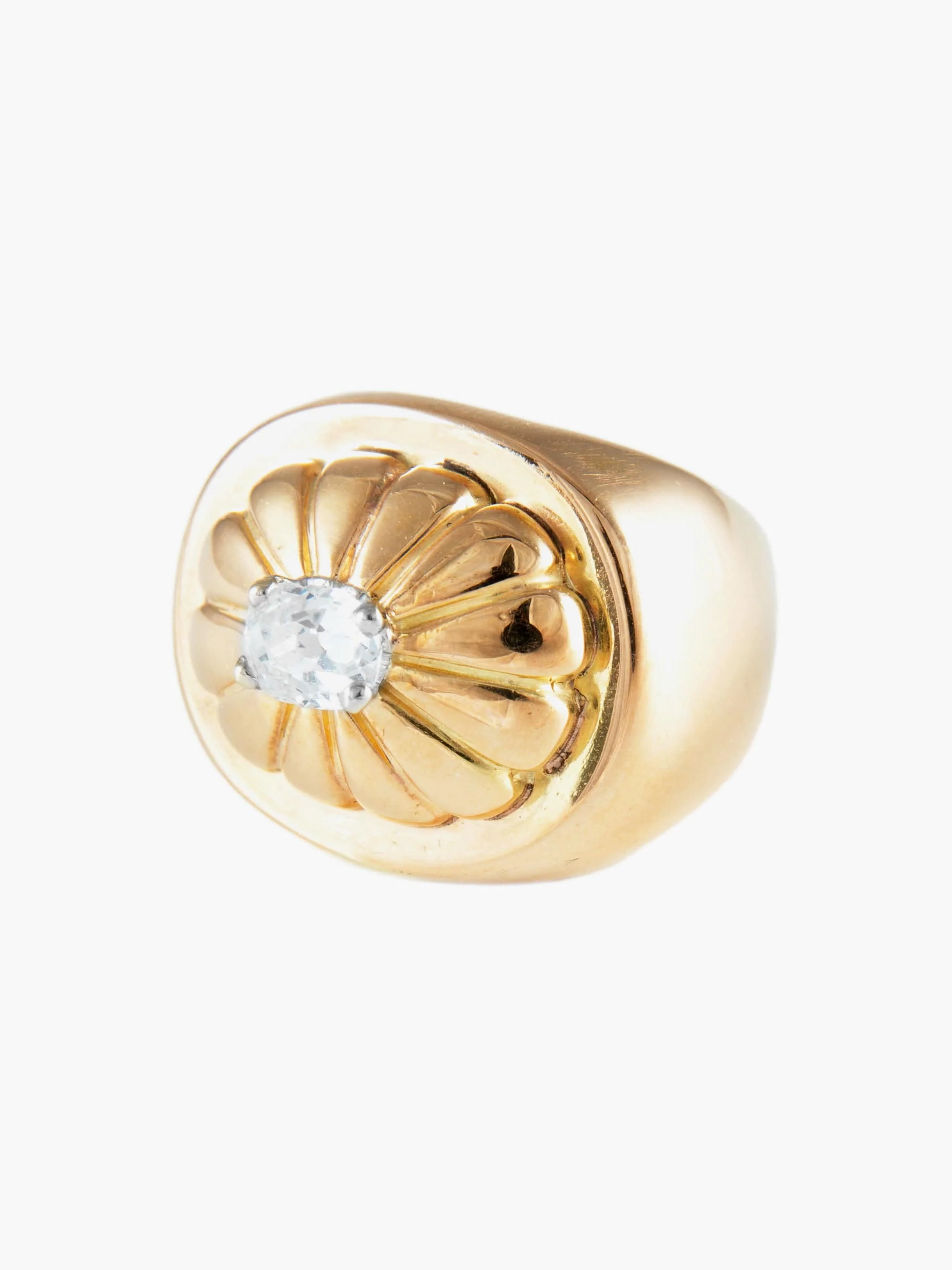 Yellow Gold Cushion Cut Diamond Bangle Ring - Image 5