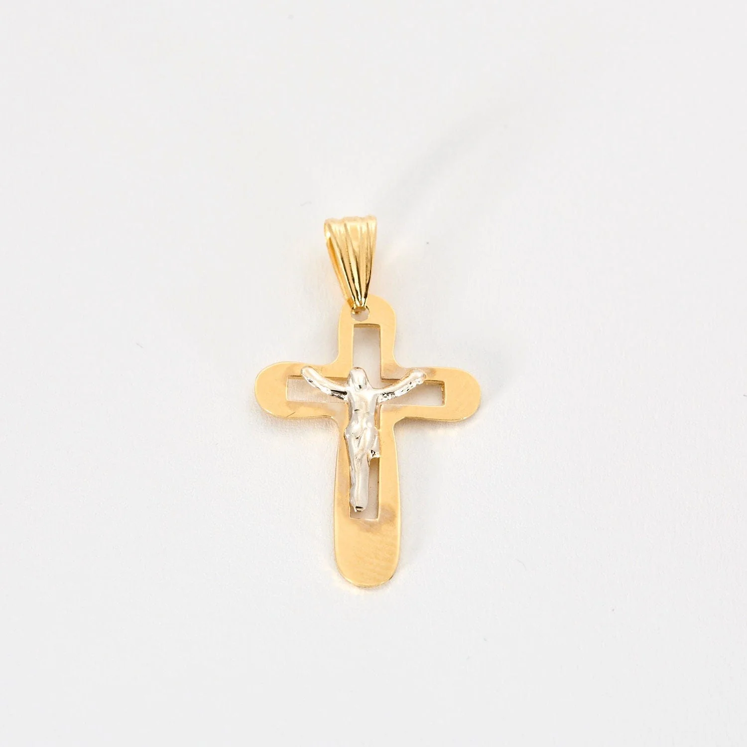 Two-tone gold cross pendant
