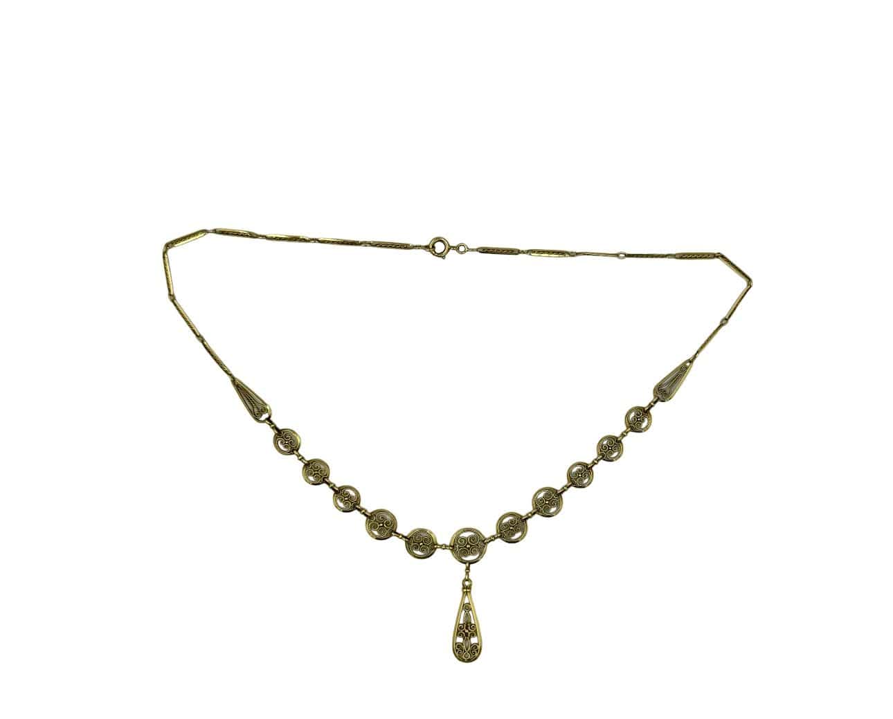Antique yellow gold filigree necklace - Image 3
