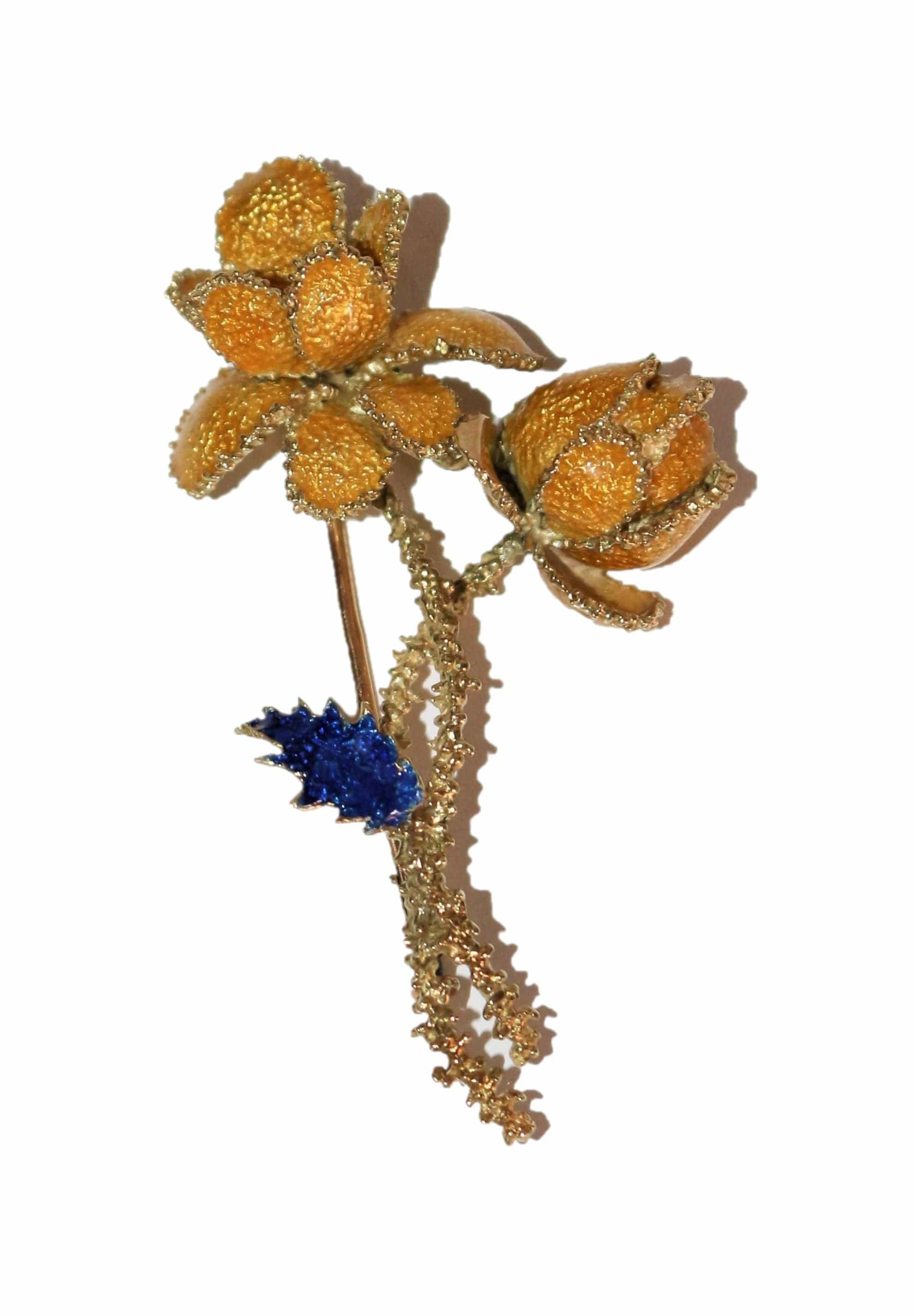 Enamel Flowers Brooch