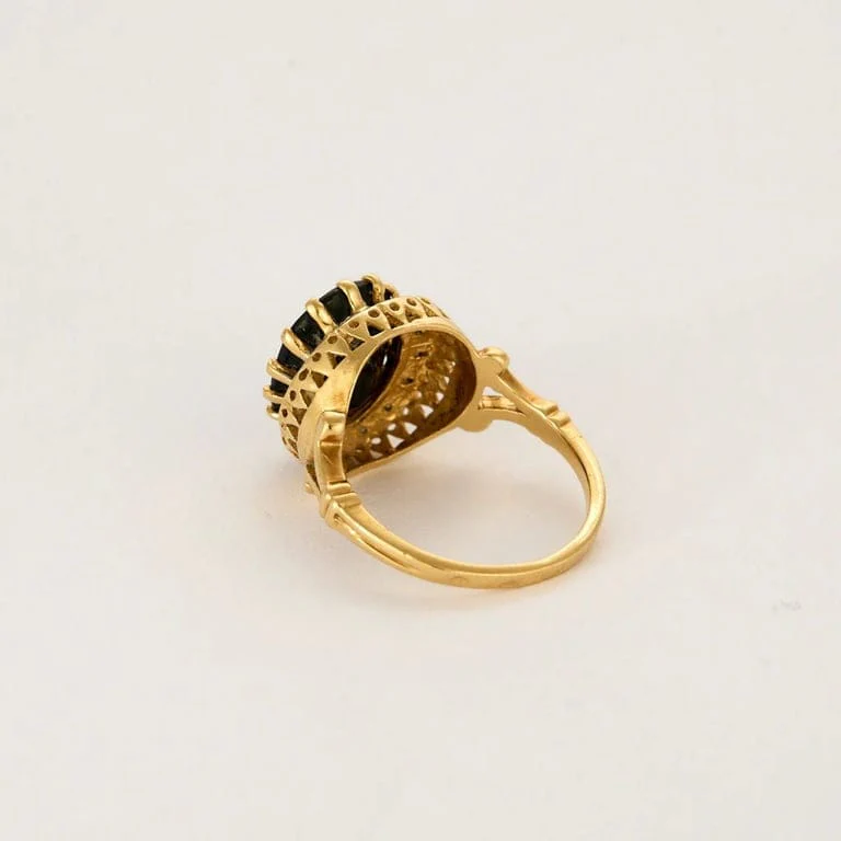 Prestige ring in yellow gold, white gold, blue sapphire and diamonds - Image 6
