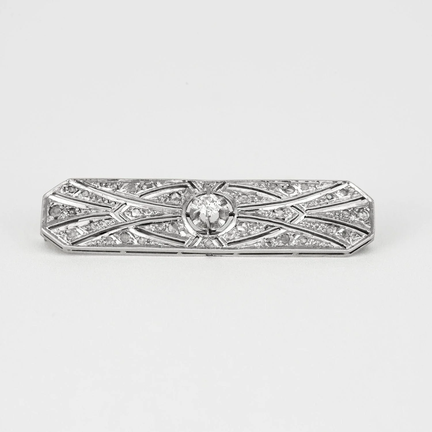 Barrette brooch Art Deco platinum and diamonds - Image 2