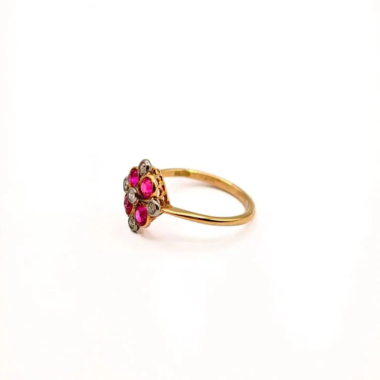 Yellow gold and Platinum, Sapphire & Diamond ring - Image 4
