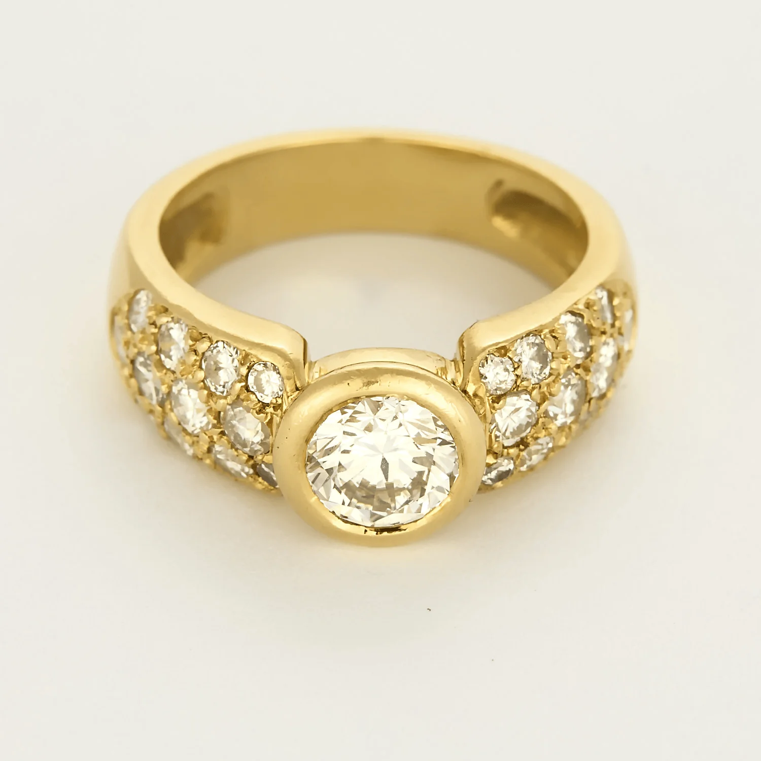 Yellow gold and diamond ring