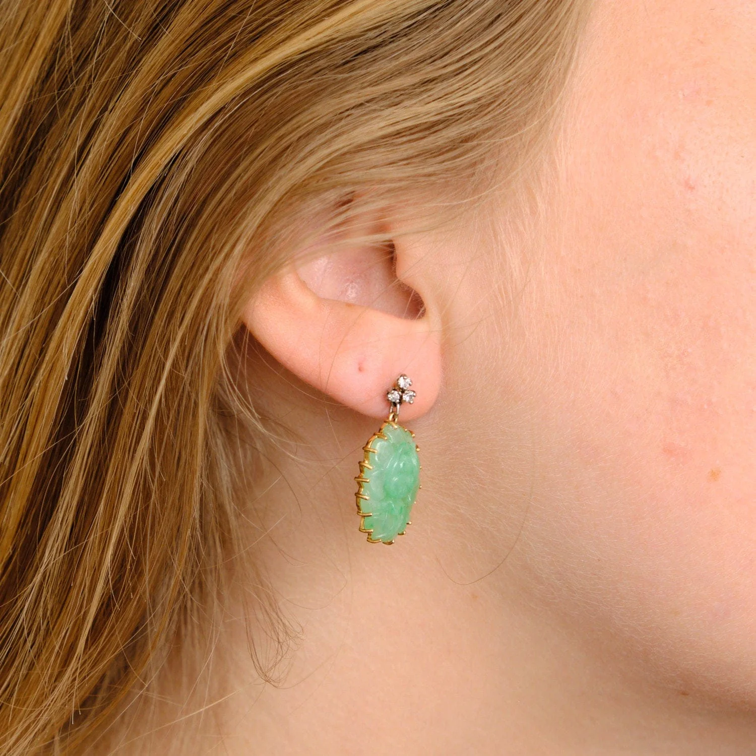 Jade Diamond Earrings - Image 9