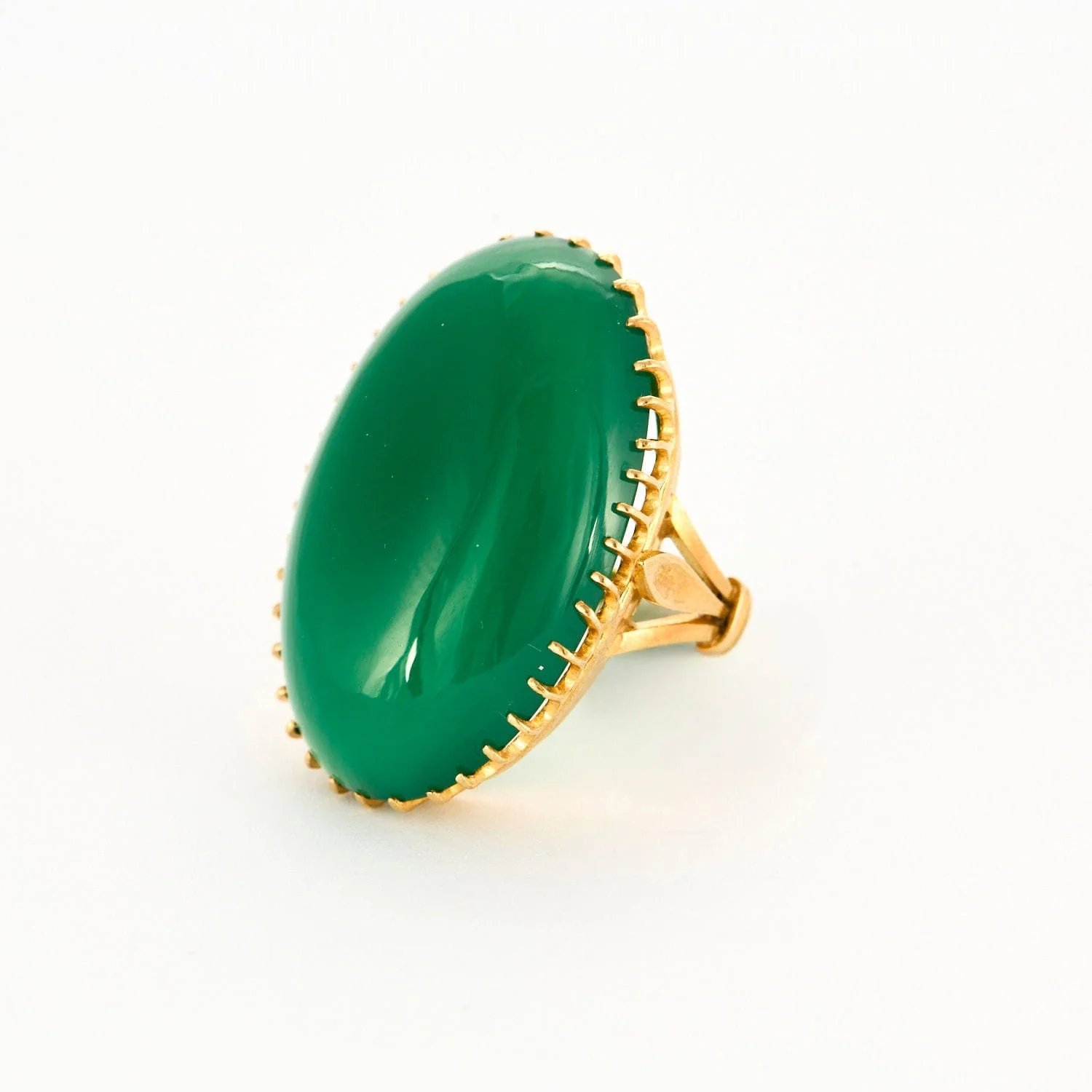 Yellow gold chrysopase ring - Image 2