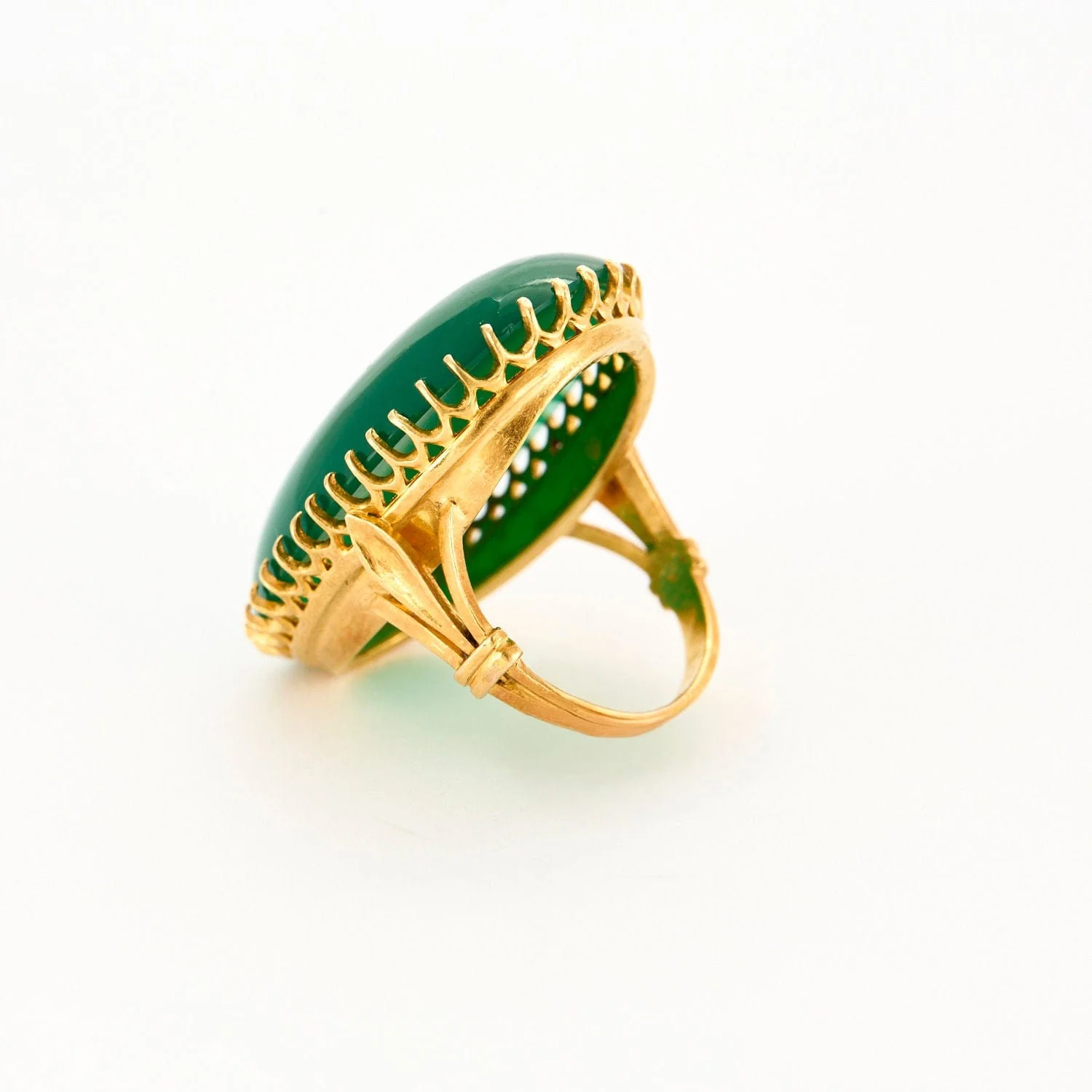 Yellow gold chrysopase ring - Image 4