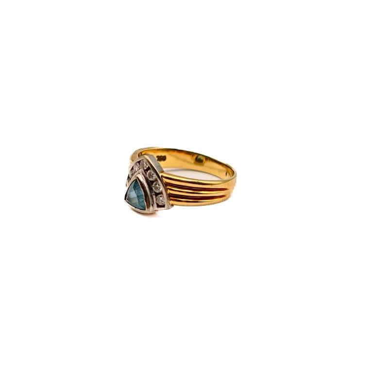 Yellow gold ring, aquamarine and diamonds - Image 4